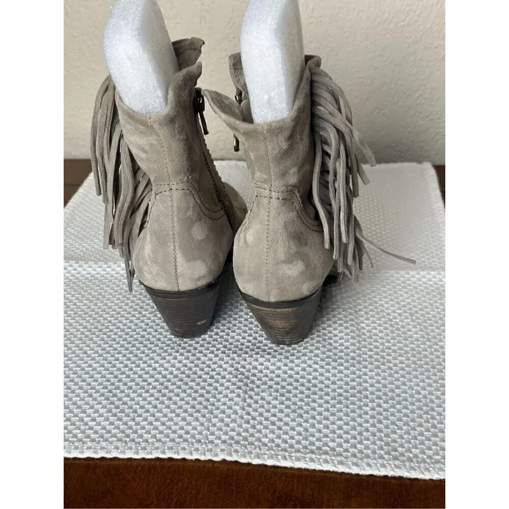 Sam Edelman taupe fringe booties size 7.5
